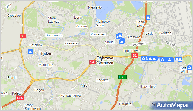 mapa Dąbrowa Górnicza, Dąbrowa Górnicza na mapie Targeo