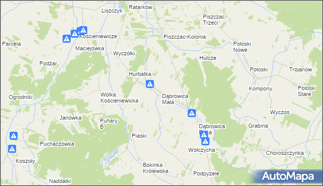 mapa Dąbrowica Mała, Dąbrowica Mała na mapie Targeo