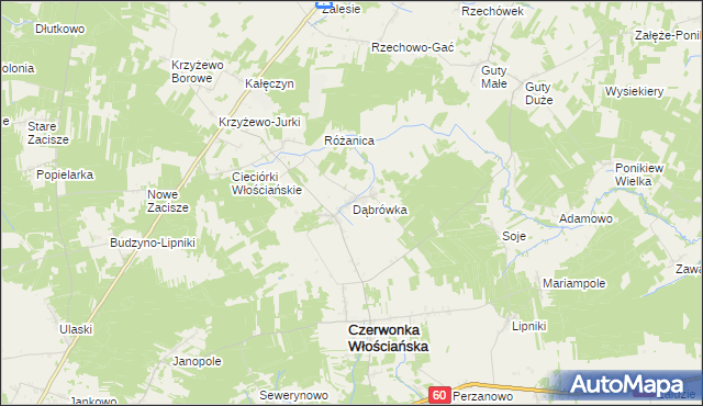 mapa Dąbrówka gmina Czerwonka, Dąbrówka gmina Czerwonka na mapie Targeo