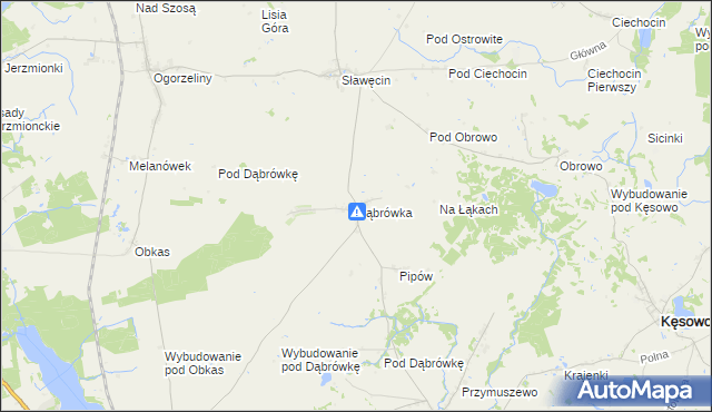 mapa Dąbrówka gmina Kamień Krajeński, Dąbrówka gmina Kamień Krajeński na mapie Targeo