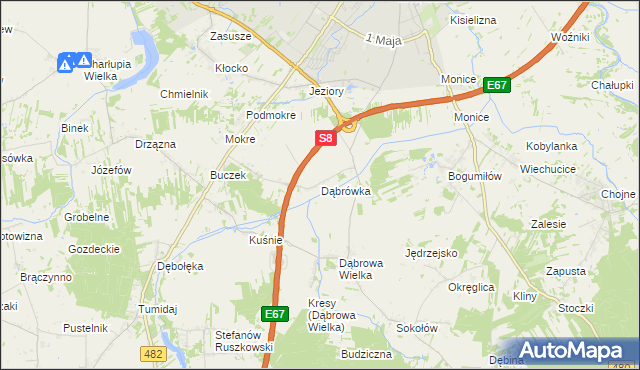 mapa Dąbrówka gmina Sieradz, Dąbrówka gmina Sieradz na mapie Targeo