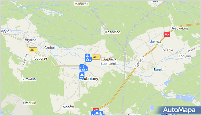 mapa Dąbrówka Łubniańska, Dąbrówka Łubniańska na mapie Targeo