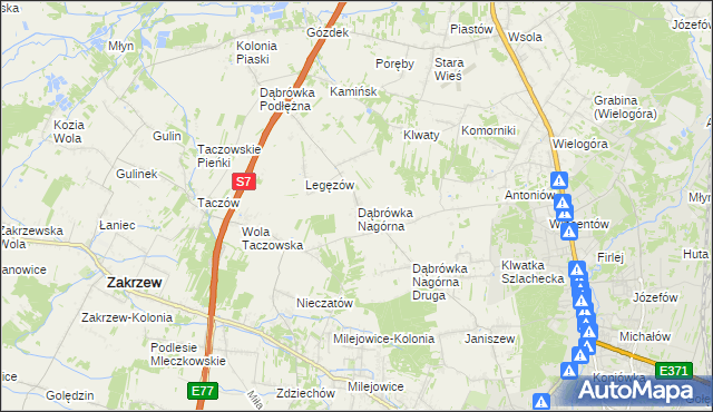 mapa Dąbrówka Nagórna, Dąbrówka Nagórna na mapie Targeo