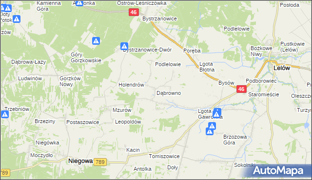 mapa Dąbrowno gmina Niegowa, Dąbrowno gmina Niegowa na mapie Targeo