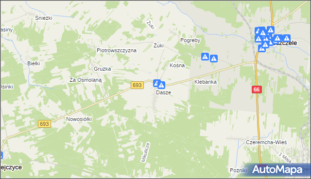 mapa Dasze, Dasze na mapie Targeo