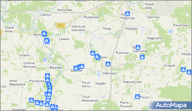 mapa Dębinki gmina Nasielsk, Dębinki gmina Nasielsk na mapie Targeo