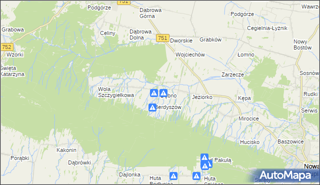 mapa Dębno gmina Nowa Słupia, Dębno gmina Nowa Słupia na mapie Targeo