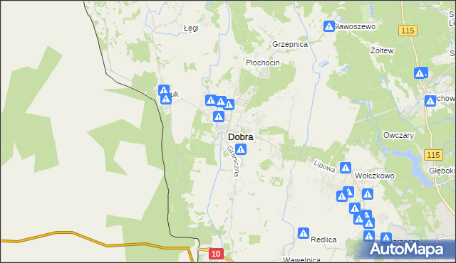mapa Dobra gmina Dobra (Szczecińska), Dobra gmina Dobra (Szczecińska) na mapie Targeo