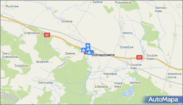 mapa Domaszowice powiat namysłowski, Domaszowice powiat namysłowski na mapie Targeo