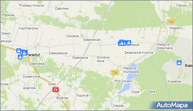 mapa Dorobna Wola, Dorobna Wola na mapie Targeo