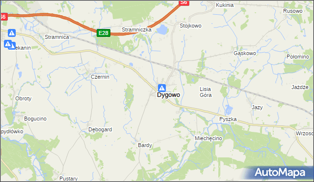 mapa Dygowo, Dygowo na mapie Targeo