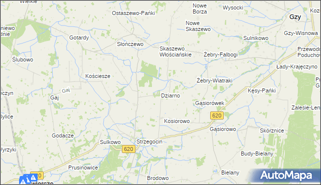 mapa Dziarno gmina Świercze, Dziarno gmina Świercze na mapie Targeo