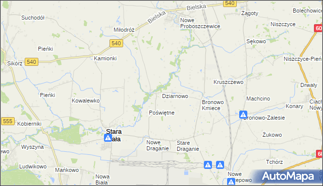 mapa Dziarnowo gmina Stara Biała, Dziarnowo gmina Stara Biała na mapie Targeo