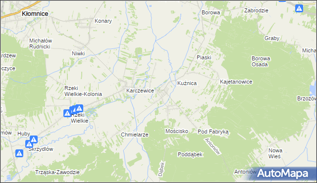 mapa Garnek gmina Kłomnice, Garnek gmina Kłomnice na mapie Targeo