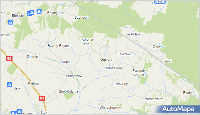 mapa Gąsiory gmina Ulan-Majorat, Gąsiory gmina Ulan-Majorat na mapie Targeo