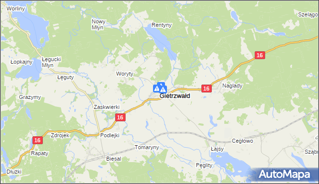 mapa Gietrzwałd, Gietrzwałd na mapie Targeo