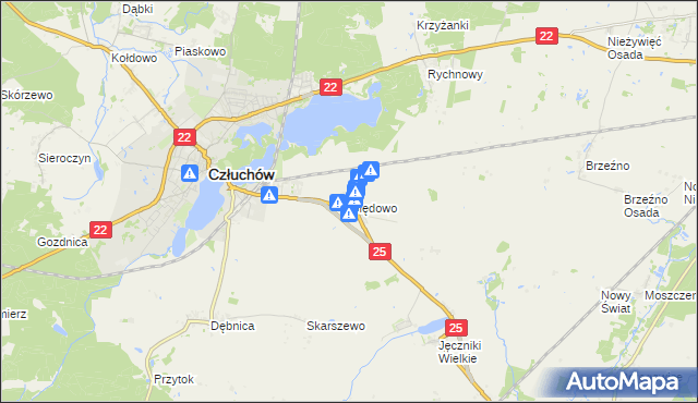 mapa Ględowo, Ględowo na mapie Targeo