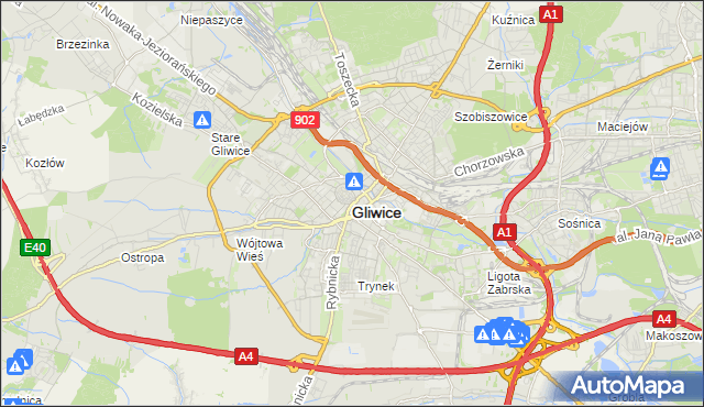 mapa Gliwic, Gliwice na mapie Targeo