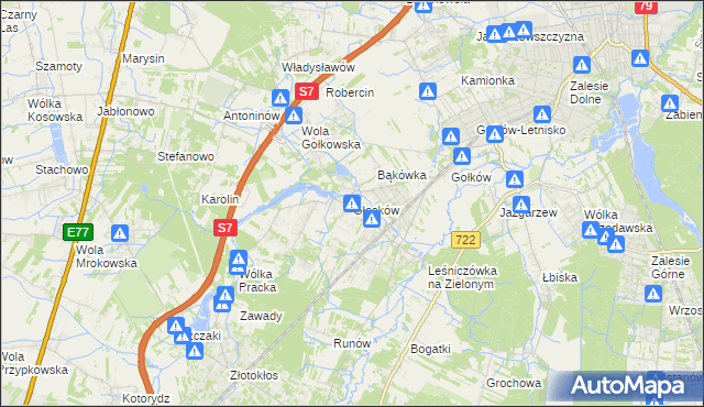 mapa Głosków gmina Piaseczno, Głosków gmina Piaseczno na mapie Targeo