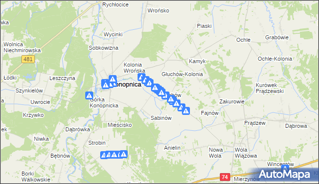 mapa Głuchów gmina Konopnica, Głuchów gmina Konopnica na mapie Targeo