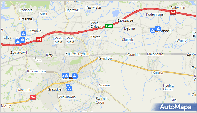 mapa Głuchów gmina Łańcut, Głuchów gmina Łańcut na mapie Targeo