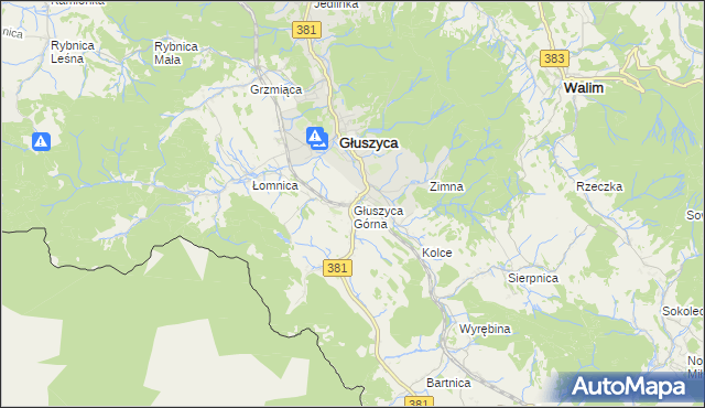 mapa Głuszyca Górna, Głuszyca Górna na mapie Targeo