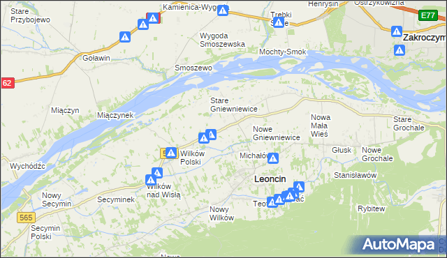 mapa Gniewniewice Folwarczne, Gniewniewice Folwarczne na mapie Targeo