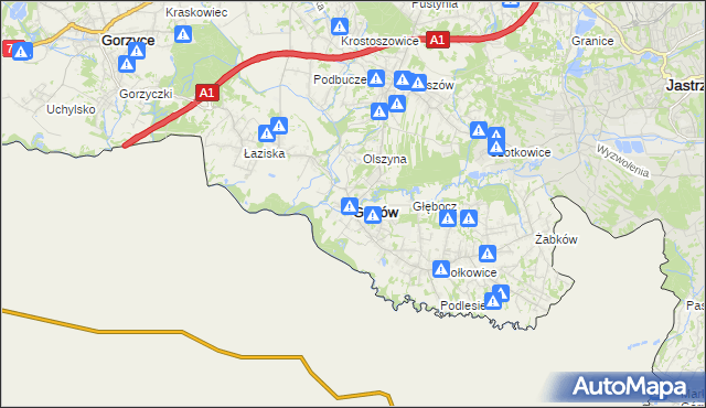 mapa Godów powiat wodzisławski, Godów powiat wodzisławski na mapie Targeo