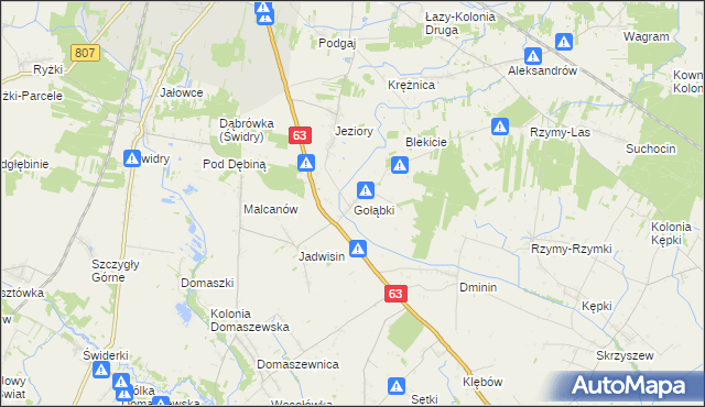 mapa Gołąbki gmina Łuków, Gołąbki gmina Łuków na mapie Targeo