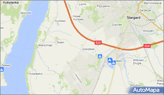 mapa Golczewo gmina Stargard, Golczewo gmina Stargard na mapie Targeo