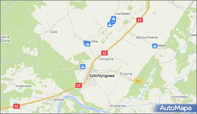 mapa Górczyna gmina Szlichtyngowa, Górczyna gmina Szlichtyngowa na mapie Targeo