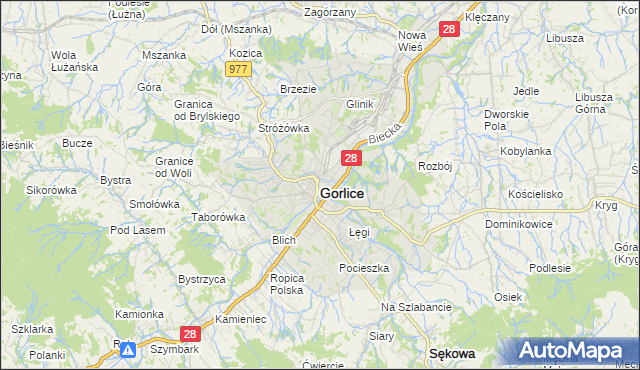 mapa Gorlic, Gorlice na mapie Targeo