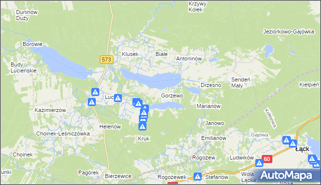 mapa Gorzewo gmina Gostynin, Gorzewo gmina Gostynin na mapie Targeo