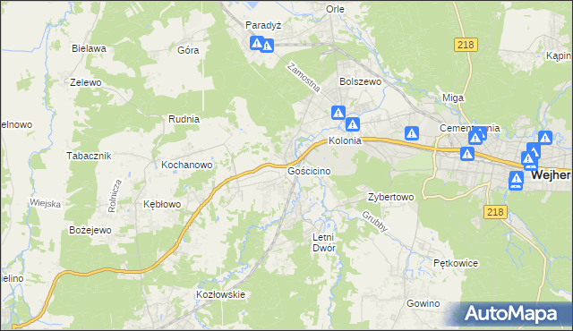 mapa Gościcino, Gościcino na mapie Targeo