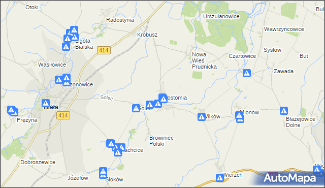 mapa Gostomia gmina Biała, Gostomia gmina Biała na mapie Targeo