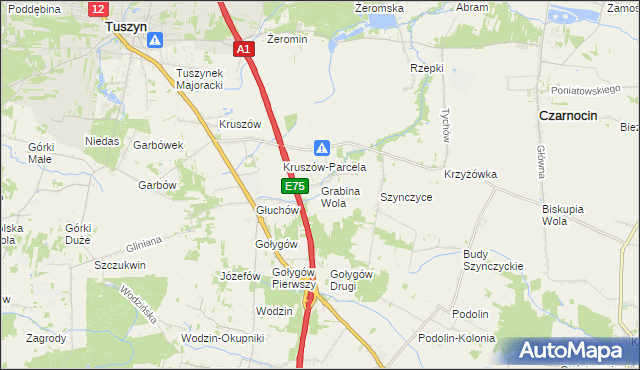 mapa Grabina Wola, Grabina Wola na mapie Targeo