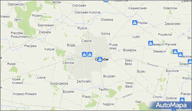 mapa Grabów powiat łęczycki, Grabów powiat łęczycki na mapie Targeo