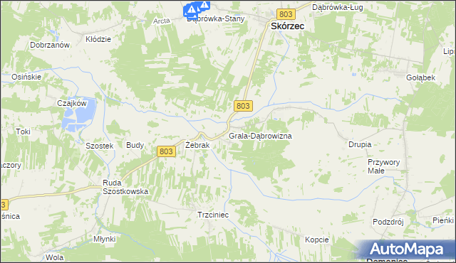 mapa Grala-Dąbrowizna, Grala-Dąbrowizna na mapie Targeo