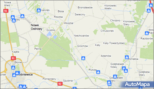 mapa Grochów gmina Nowe Ostrowy, Grochów gmina Nowe Ostrowy na mapie Targeo