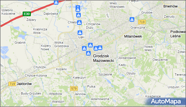 mapa Grodzisk Mazowiecki, Grodzisk Mazowiecki na mapie Targeo