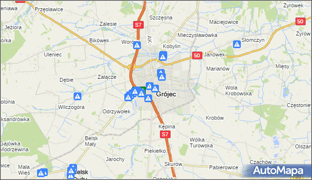 mapa Grójec, Grójec na mapie Targeo