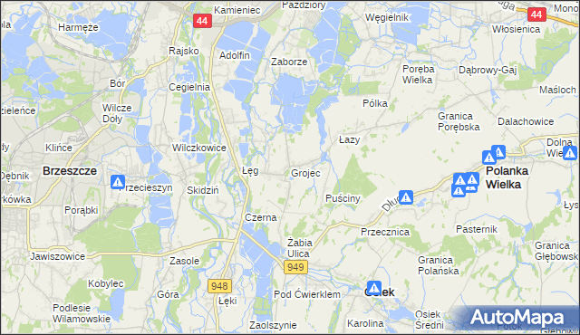 mapa Grojec gmina Oświęcim, Grojec gmina Oświęcim na mapie Targeo