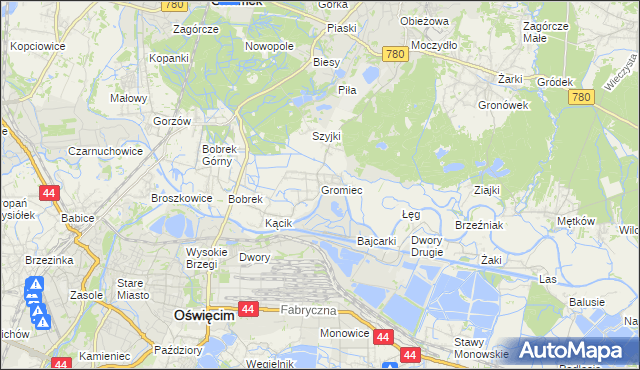 mapa Gromiec, Gromiec na mapie Targeo