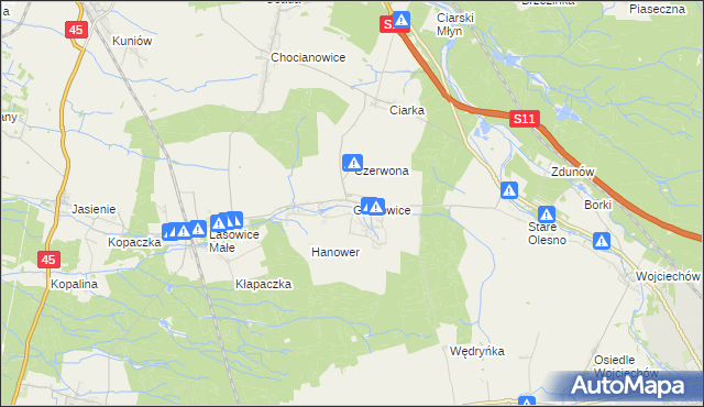 mapa Gronowice gmina Lasowice Wielkie, Gronowice gmina Lasowice Wielkie na mapie Targeo