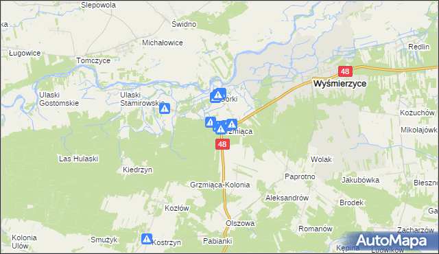 mapa Grzmiąca gmina Wyśmierzyce, Grzmiąca gmina Wyśmierzyce na mapie Targeo