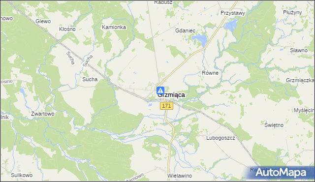 mapa Grzmiąca powiat szczecinecki, Grzmiąca powiat szczecinecki na mapie Targeo