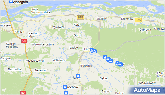 mapa Hilarów gmina Brochów, Hilarów gmina Brochów na mapie Targeo