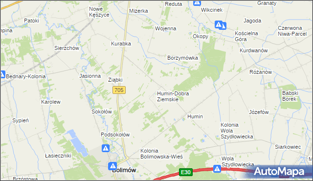 mapa Humin-Dobra Ziemskie, Humin-Dobra Ziemskie na mapie Targeo