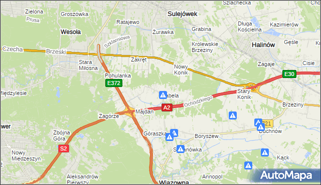 mapa Izabela gmina Wiązowna, Izabela gmina Wiązowna na mapie Targeo