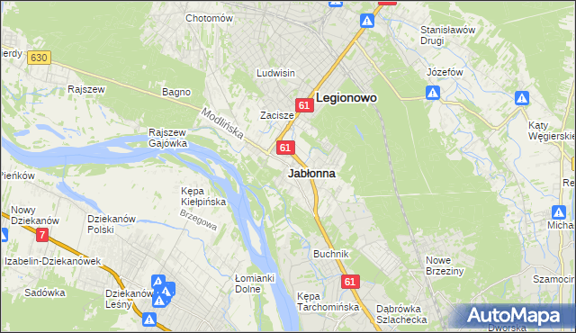 mapa Jabłonna powiat legionowski, Jabłonna powiat legionowski na mapie Targeo